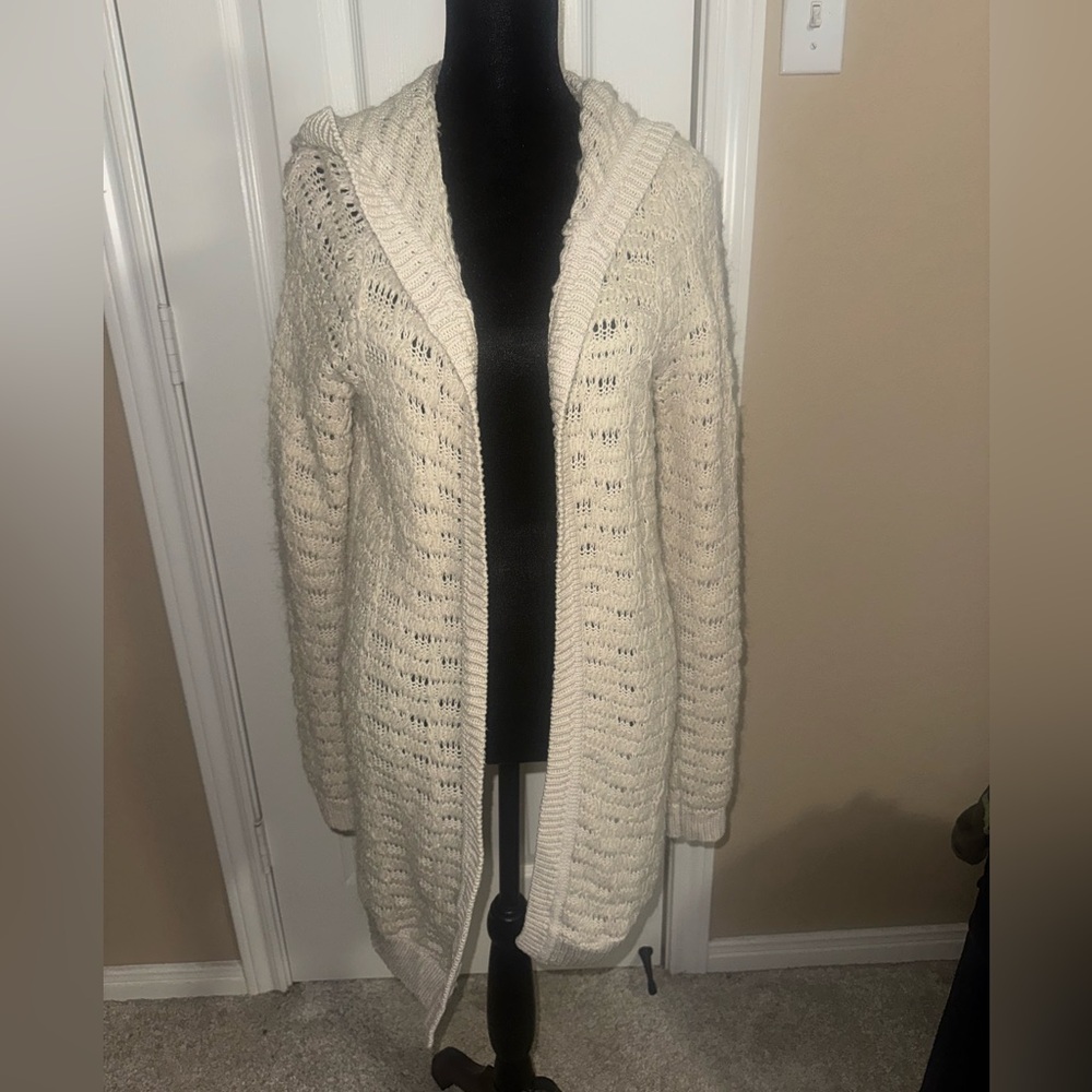 Anthropologie Sleeping On snow White/Ivory Knit Cardigan Sweater Small